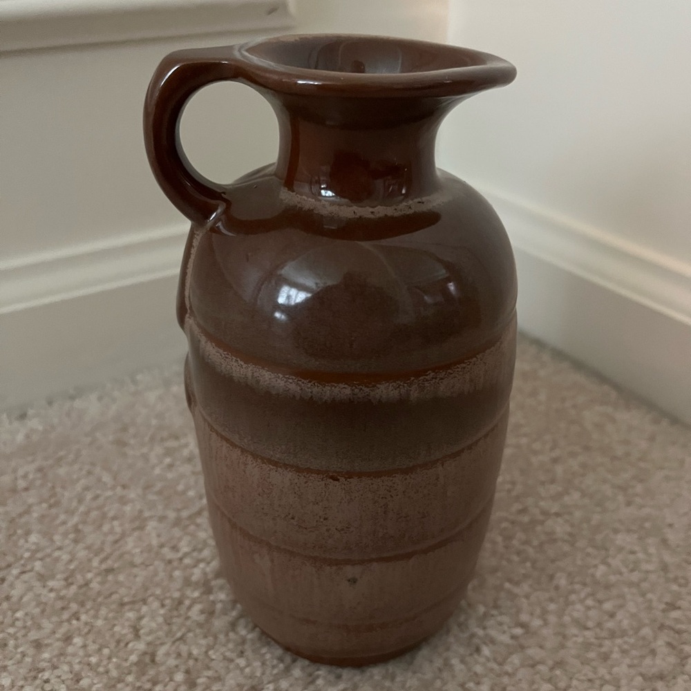 Vintage Frankoma art pottery - ringed honey syrup pitcher. Item #831.